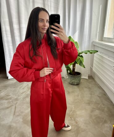 Saténový prémium komplet - červený