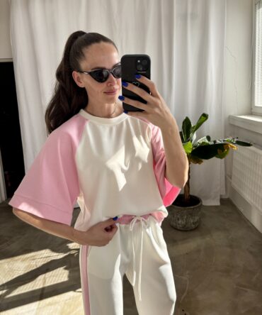 Bielo - ružový komplet