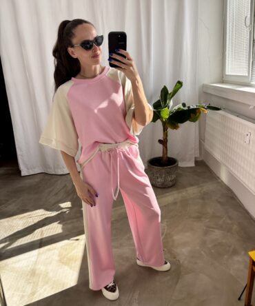 Ružovo - béžový komplet